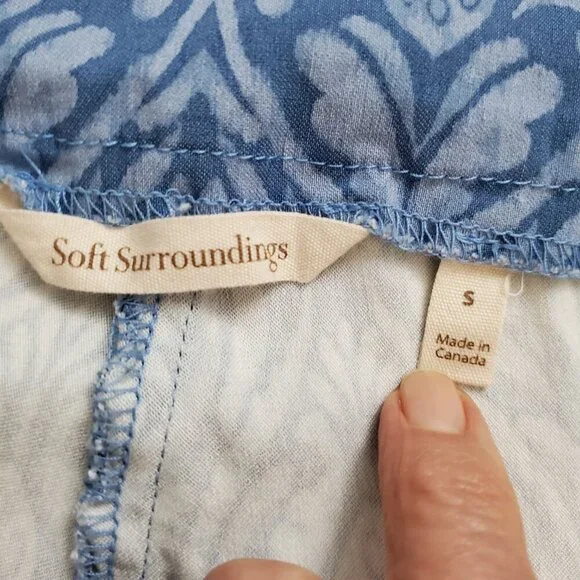 Soft Surroundings Tesori Print Straight Leg Ankle Pants Blue Size S - Picture 6 of 15